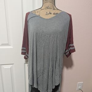 Gray and Maroon Women's Top